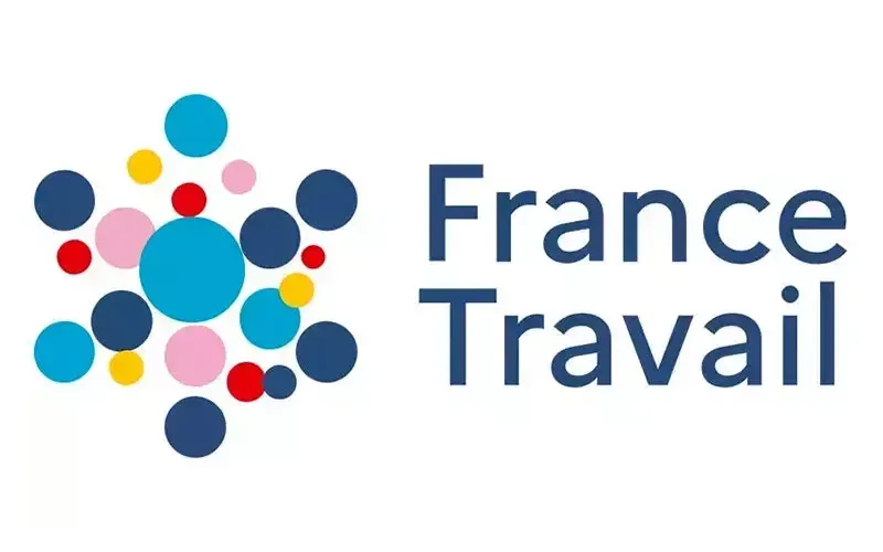 Logo de France Travail : Un ensemble de cercles colorés à côté des mots « France Travail ».