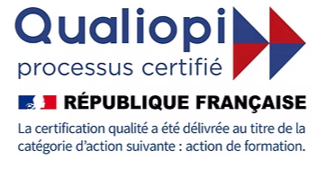 Logo de certification Qualiopi avec l'emblème de la République française et le texte « action de formation ».