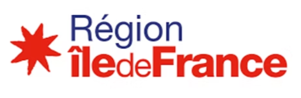 Logo de la région Île-de-France, avec texte en bleu et rouge. Il représente une étoile à côté des mots « Région Île-de-France ».
