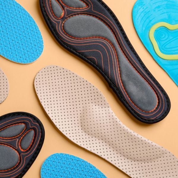 various custom orthotics for shoes to help patients on display