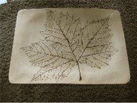 Vierkante Schaal met Bladtekening - Keramiek Schaal