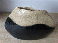 Twekleurige Platte Vaas - Keramische Vaas