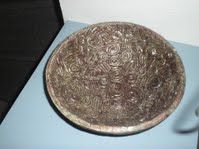 Donkere Schaal met Motief - Keramische Schaal