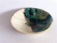 Raku Groene/Ecru Schaal