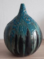 Turquoise Raku Vaas - Keramiek