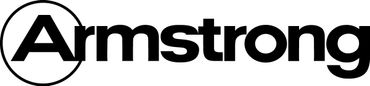 A black and white logo for armstrong on a white background.