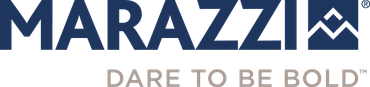A blue and white logo for marazzi that says dare to be bold