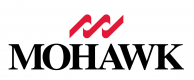 A red and black logo for mohawk on a white background.