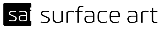 A black and white logo for sa surface art