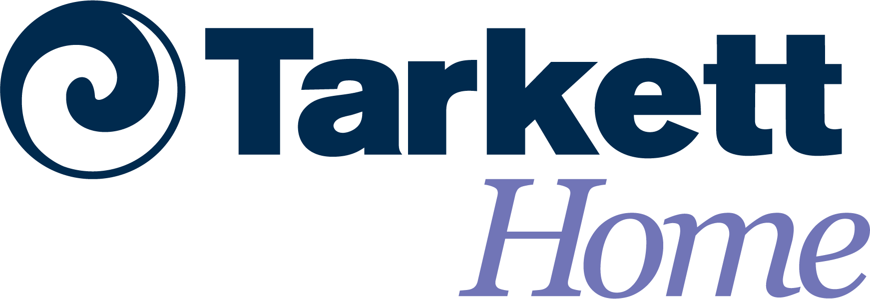 The tarkett home logo is blue and purple on a white background.
