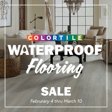 A poster for a color tile waterproof flooring sale