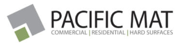 A logo for pacific mat commercial residential hard surfaces