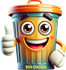 A bin daddy cartoon character is giving a thumbs up