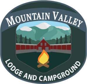 A logo for mountain valley lodge and campground