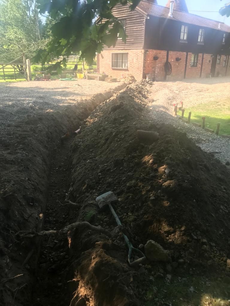 Drain excavation trench for pipe repair Penge, Bromley.