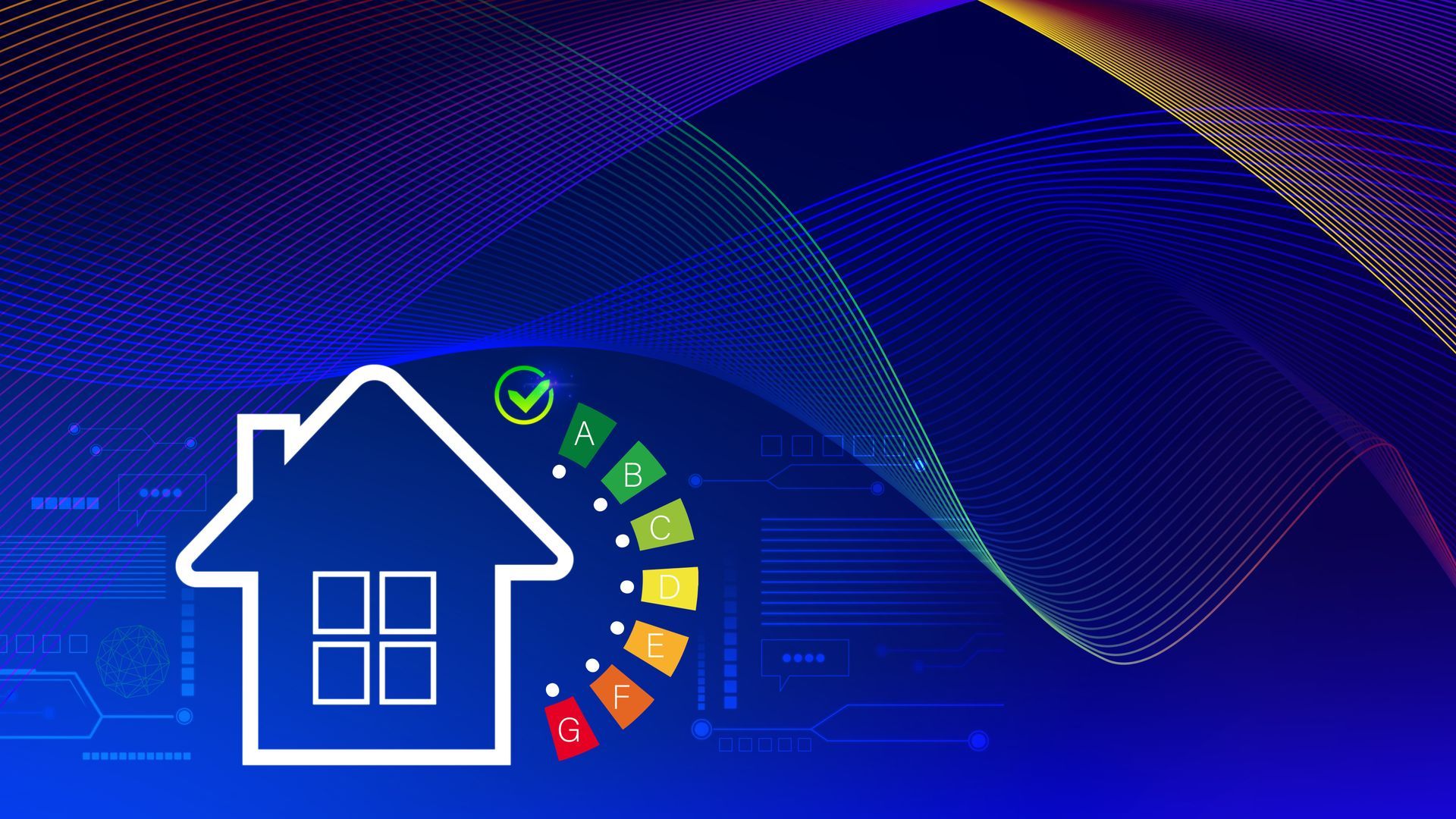 A blue background with a house icon on it.