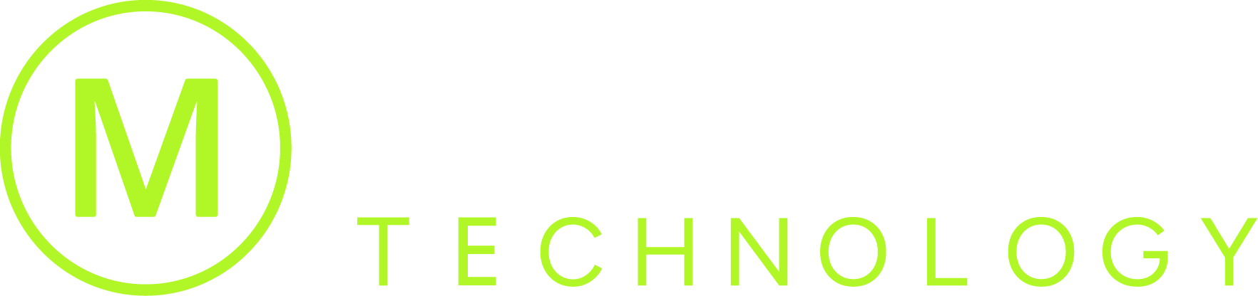 Green “M TECHNOLOGY” logo with a circled M and lime text on a white background