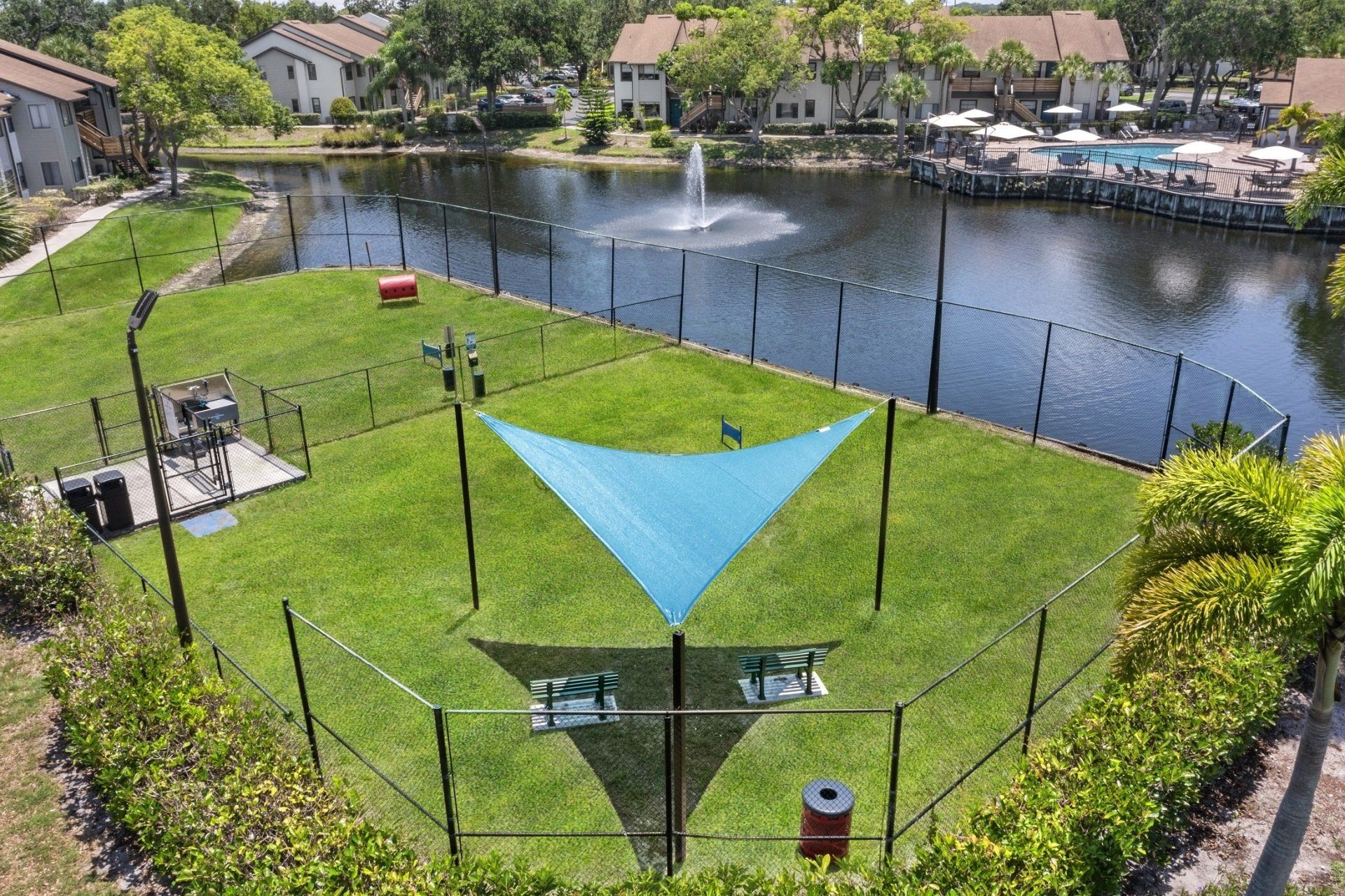 Overhead view of Grass field | City Harbor