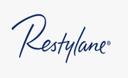 A logo for restylane is shown on a white background.