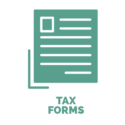 A green icon of a tax form on a white background.