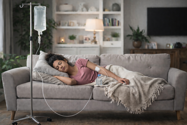 patient receiving AQUA MD Mobile IV in-home therapy for nausea relief in Bremerton
