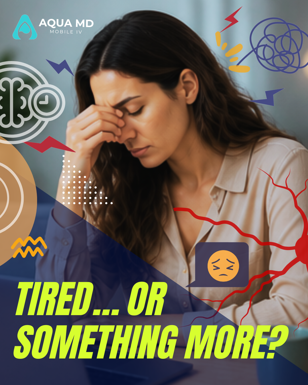 Woman with fatigue and headache, representing persistent tiredness and possible iron deficiency