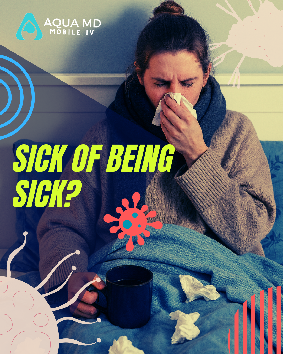 Patient feeling unwell receiving mobile IV therapy in Bremerton for illness recovery