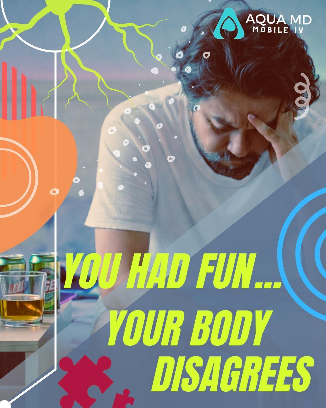 Hangover IV therapy in Silverdale WA with AQUA MD IV for dehydration recovery and symptom relief