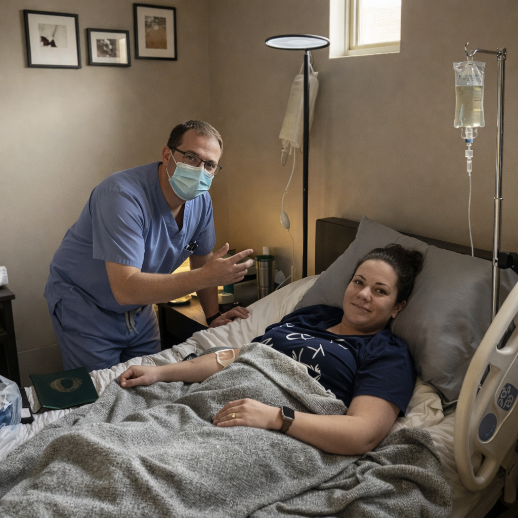 nurse providing mobile IV therapy to a patient at home in Bremerton WA