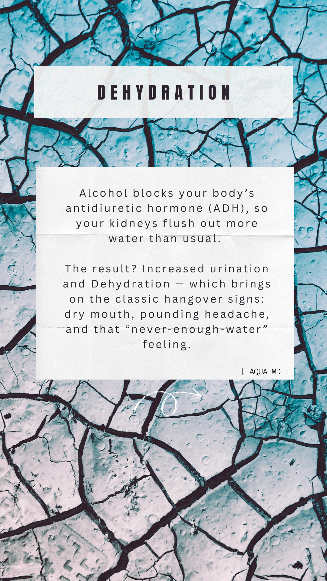 AQUA MD explaining why alcohol causes increased urination and the signs of dehydration, 