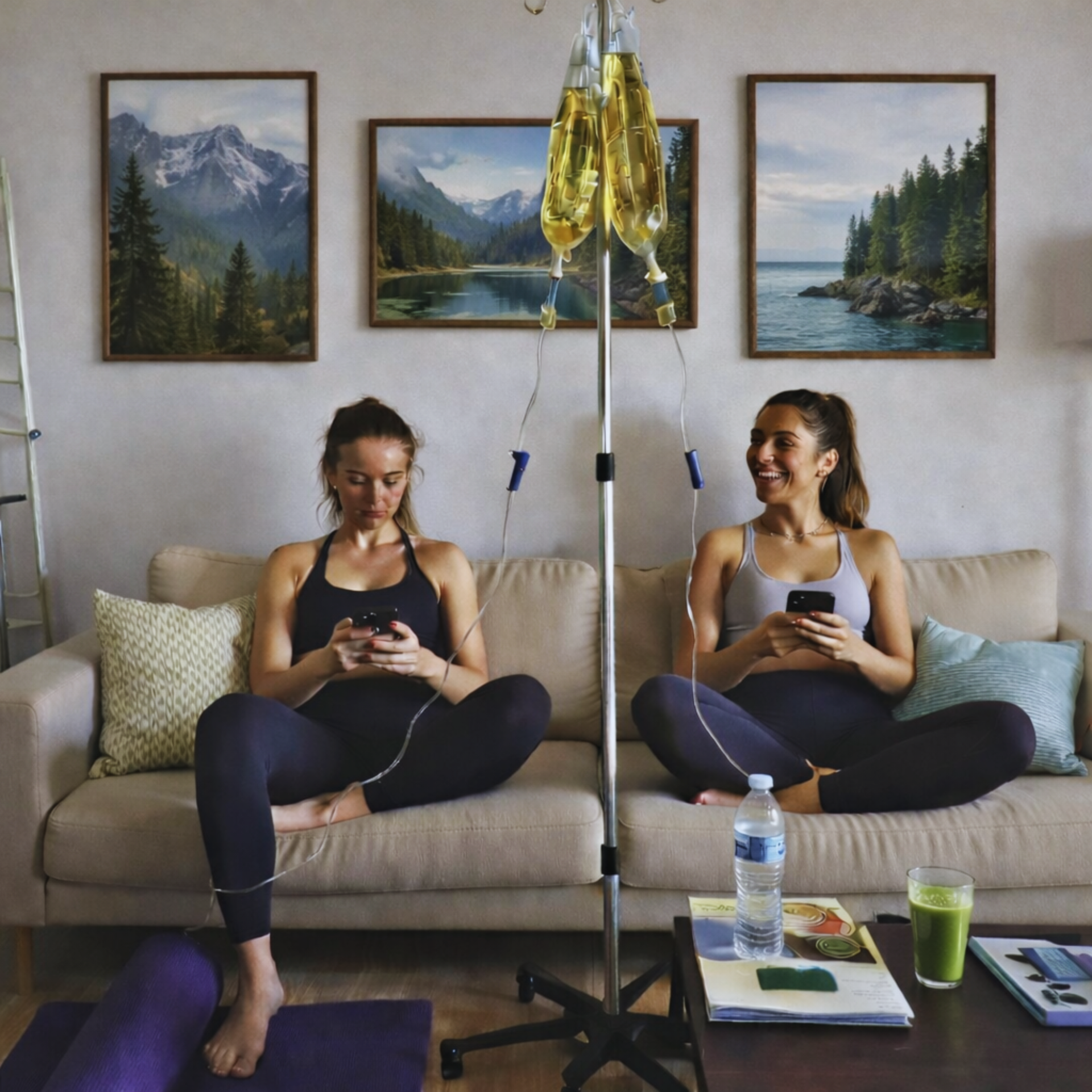 A group of men are sitting in a living room.