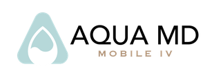 Aqua MD logo: Teal teardrop shape with text