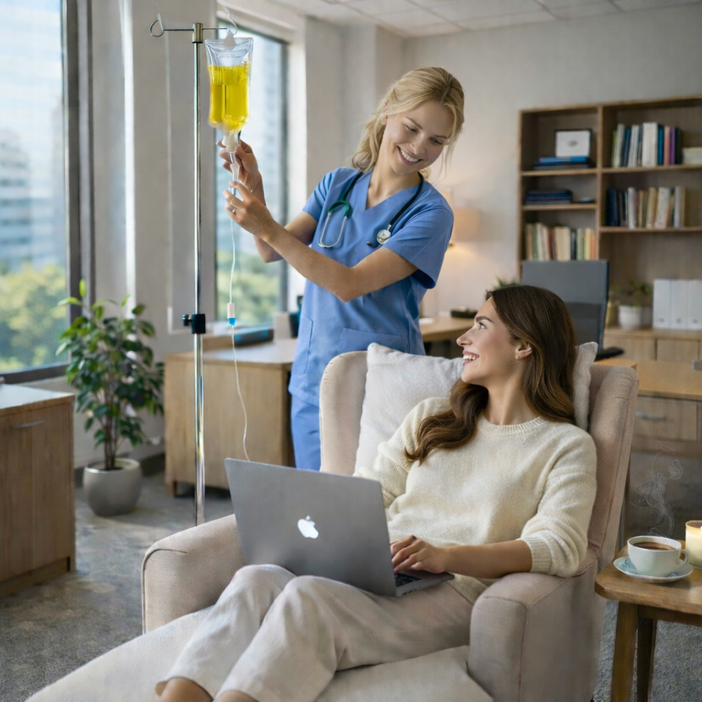 A man and a woman are sitting in chairs in a living room.