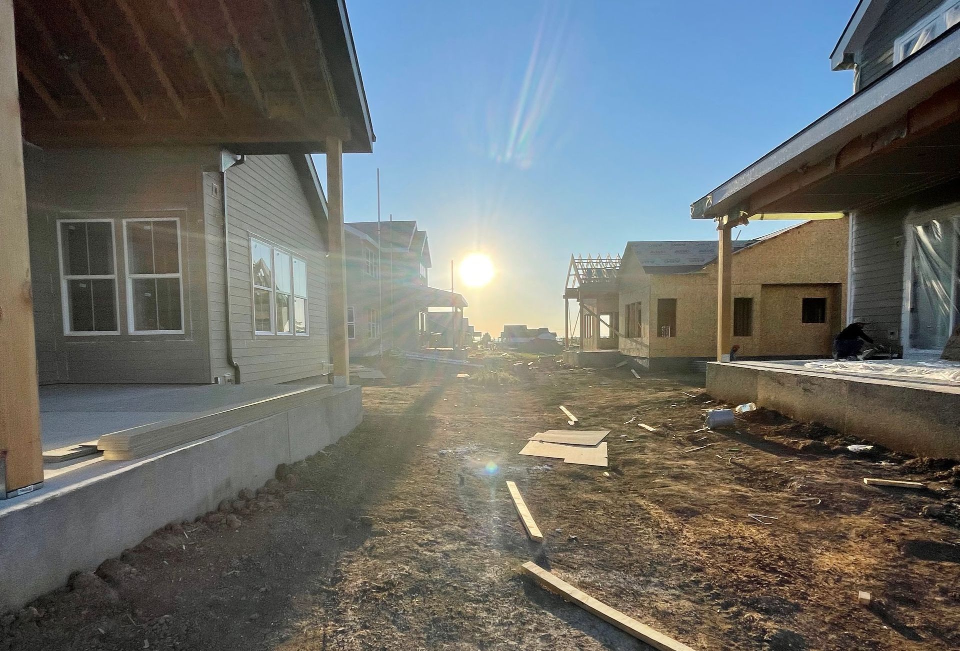 Construction materials and drywall wall under renovation