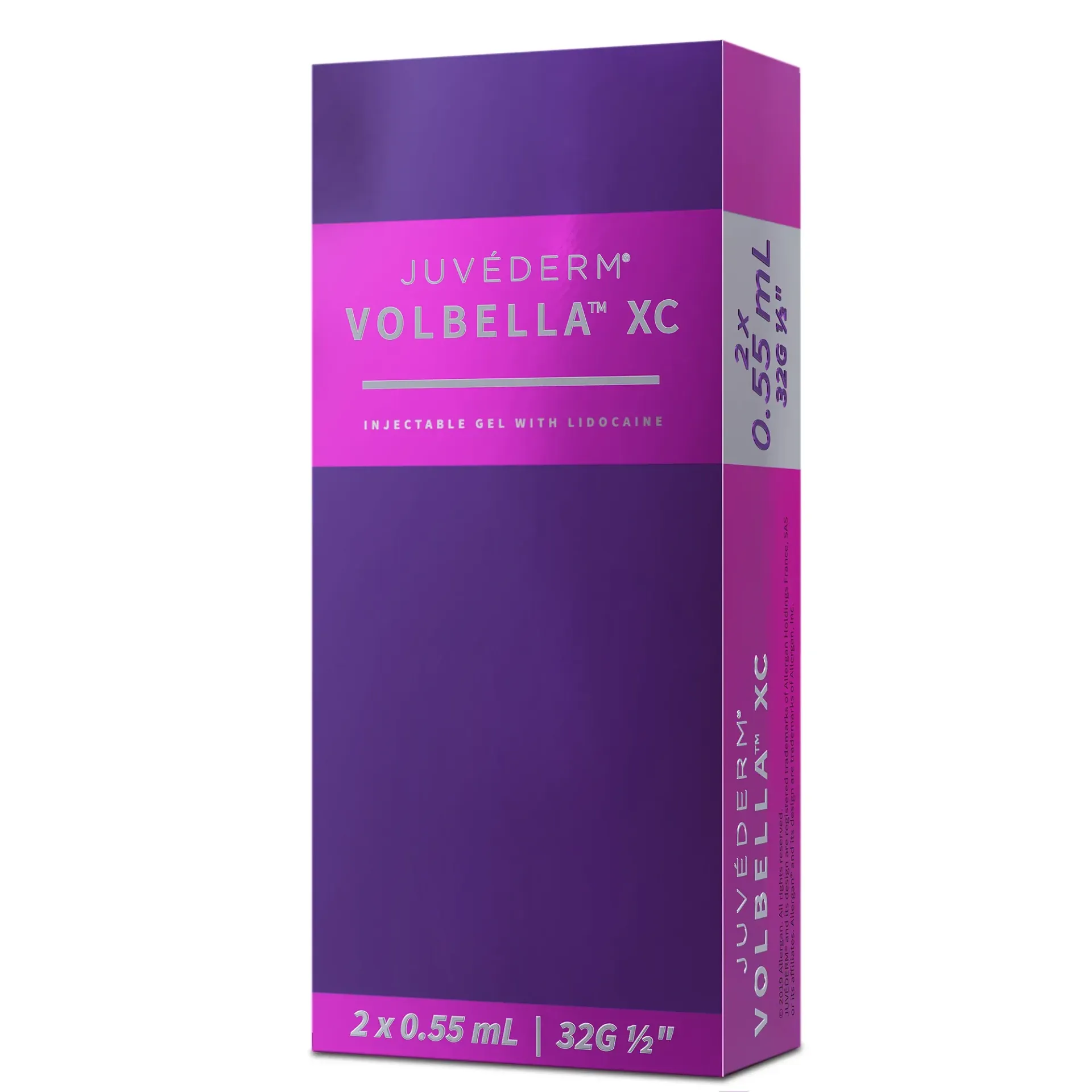 A purple box of juvederm volbella xc