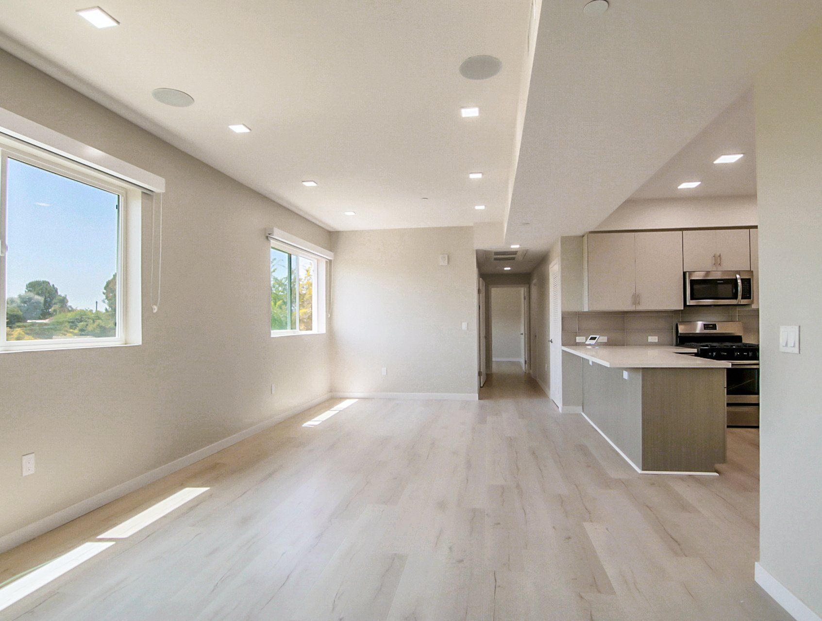 Modern living room with hardwood floors