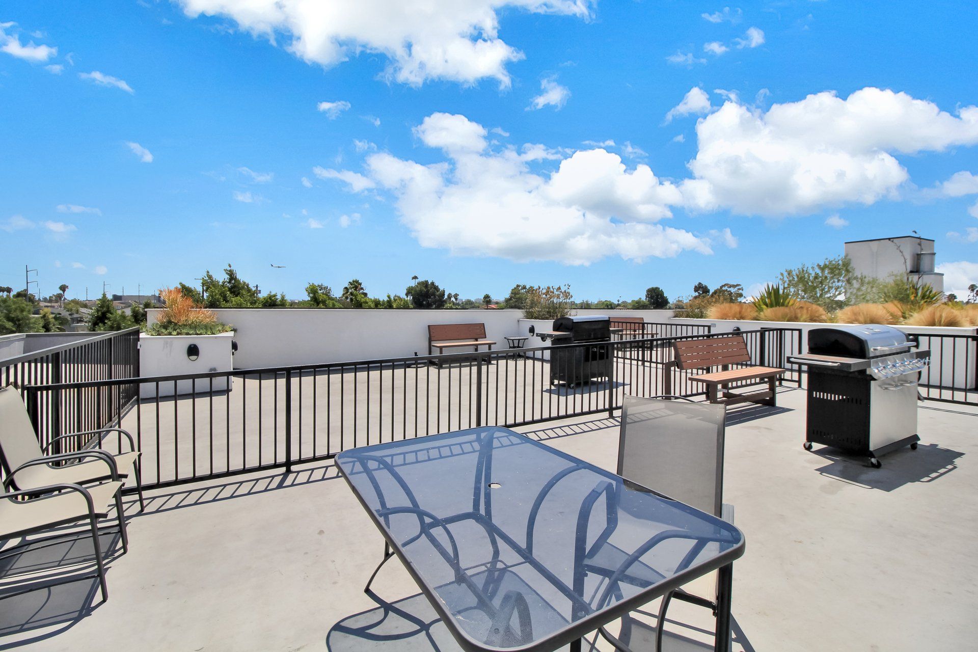 Rooftop deck with patio table