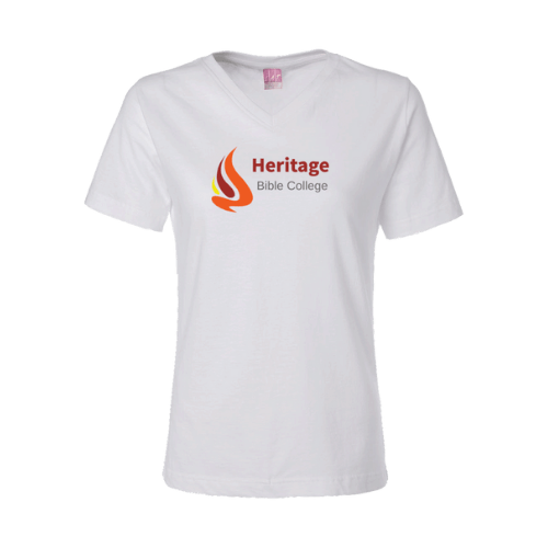 White Tshirt with Heritage Bible College Logo
