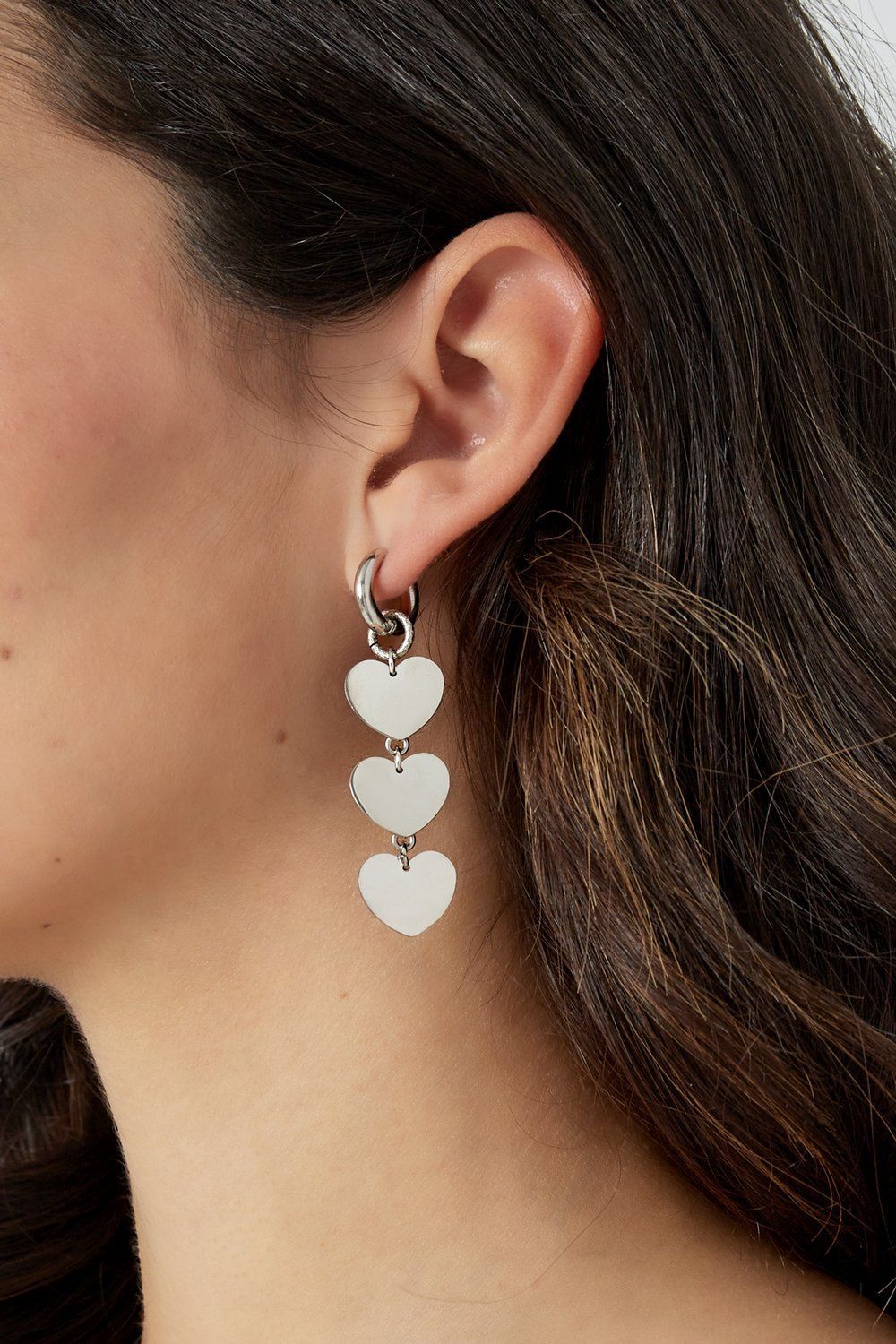 triple lover gold earrings