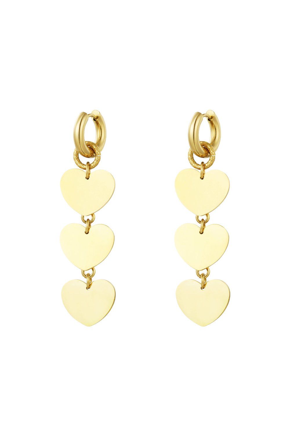 triple lover gold earrings