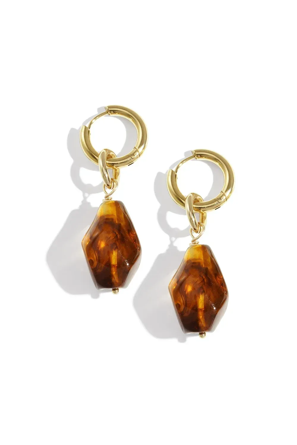 Drop-shaped earrings, irregular shape Brown