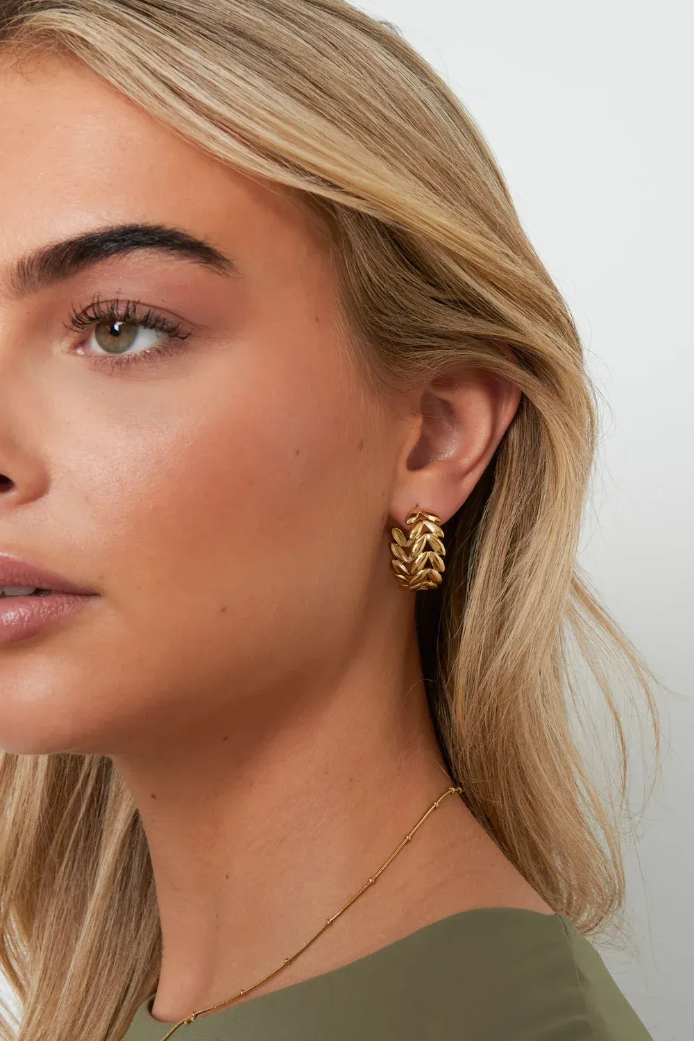 Stainless steel leaf earrings