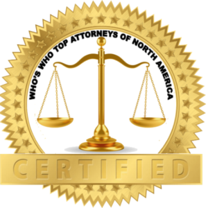 A seal that says who 's who top attorneys of north america certified