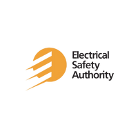 Logo of the Electrical Safety Authority: orange sun with white streaks, and text.