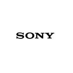 Sony logo: Black text on white background.