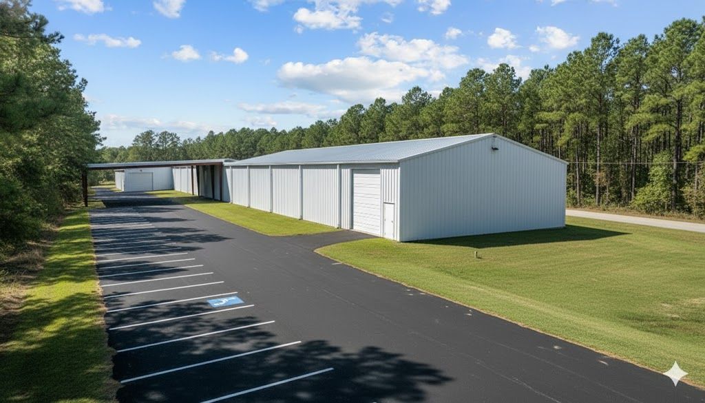 Outdoor patio with light gray couches, white pergola, blue-trimmed windows, and stone floor.