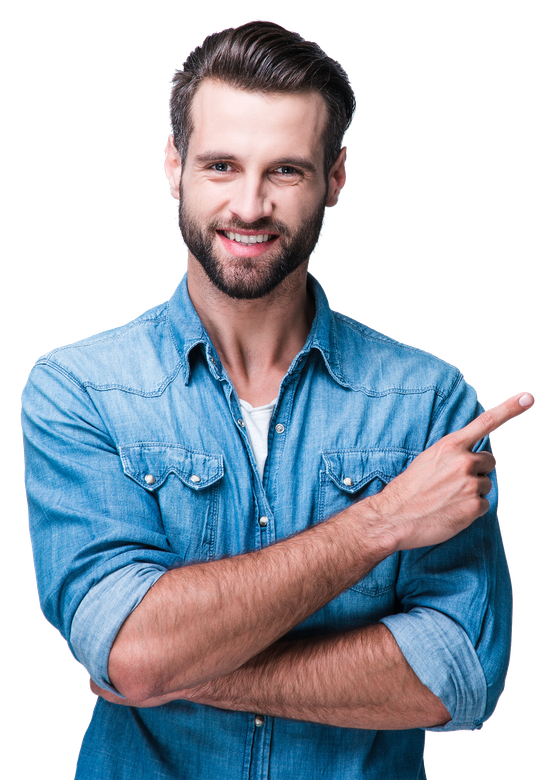 Smiling man inviting you to call Torres-Boren for your roof repair