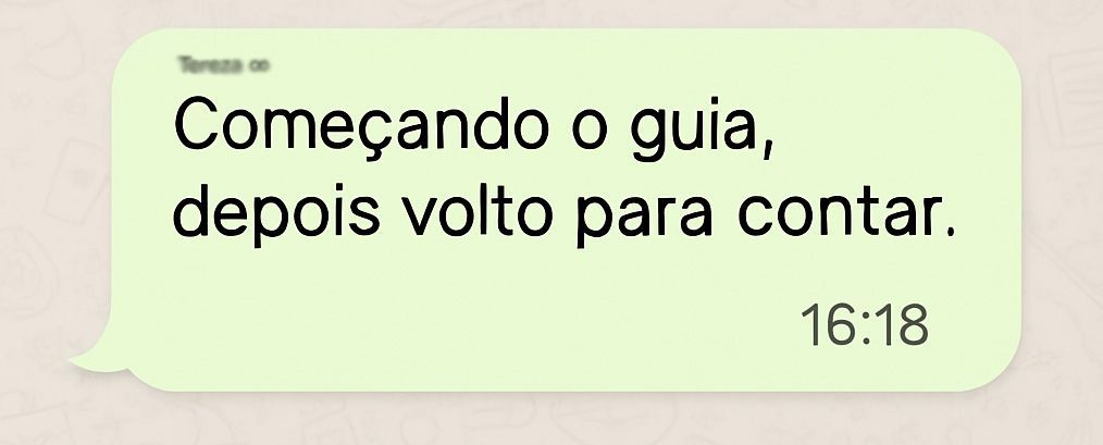 A green WhatsApp message bubble with the text: 