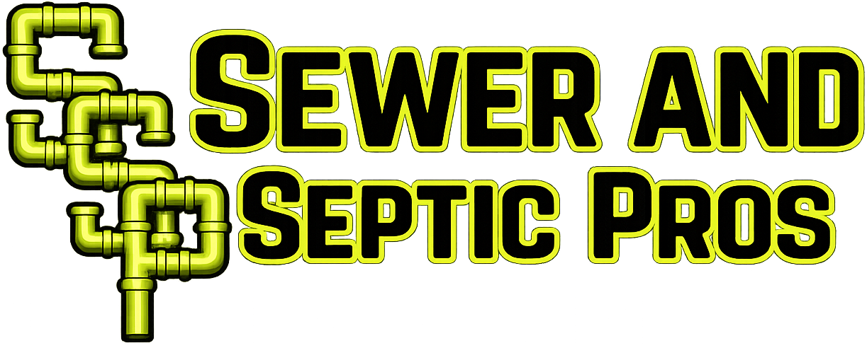 Sewer and Septic Pros logo with yellow-green pipe icon and bold black text on white background
