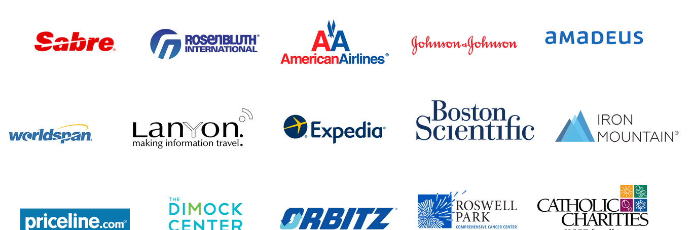 A bunch of different logos on a white background